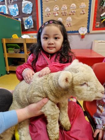 Winter Lambs visit Nursery!